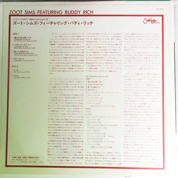 Zoot Sims - Zoot Sims Featuring Buddy Rich (Vinyl, LP, Compilation)