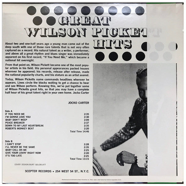 Wilson Pickett - Great Wilson Pickett Hits (Vinyl, LP, Album, Reissue, Mono) Very Good Plus (VG+) / Very Good (VG)