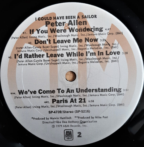 Peter Allen - I Could Have Been A Sailor (Vinyl, LP, Album) Very Good (VG) / Very Good Plus (VG+)