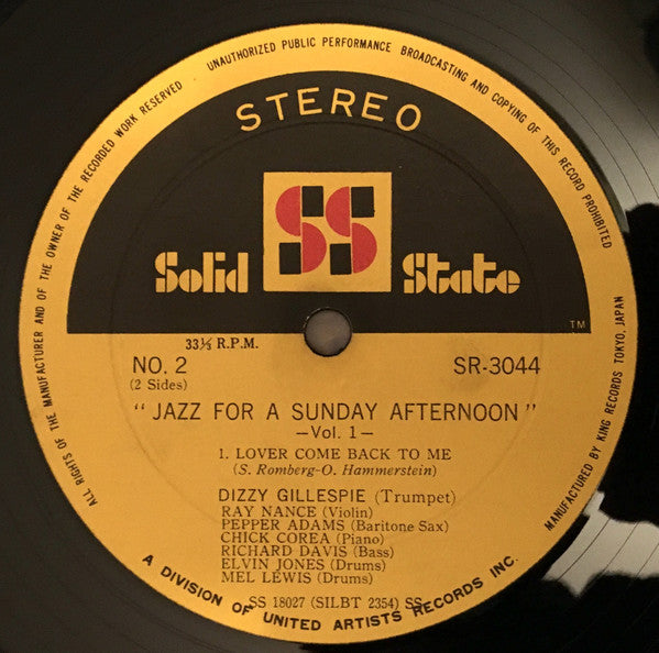 Various - Jazz For A Sunday Afternoon Volume 1 (Vinyl, LP, Album, Stereo) Very Good Plus (VG+) / Very Good Plus (VG+)