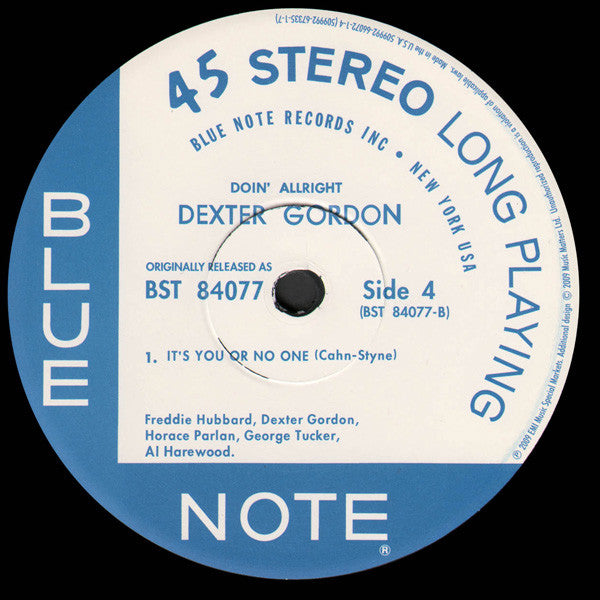 Dexter Gordon - Doin' Allright (2xVinyl, 12", 45 RPM, Album, Limited Edition, Reissue, Remastered, Stereo) Very Good (VG) / Near Mint (NM or M-)