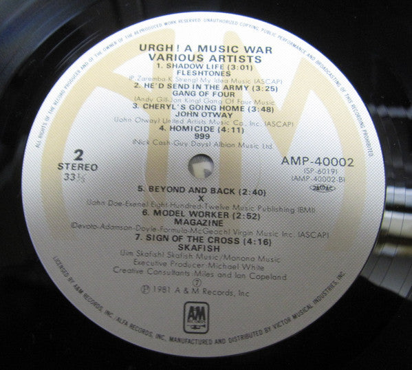 Various - URGH! A Music War (2xVinyl, LP, Album) Very Good Plus (VG+) / Good Plus (G+)