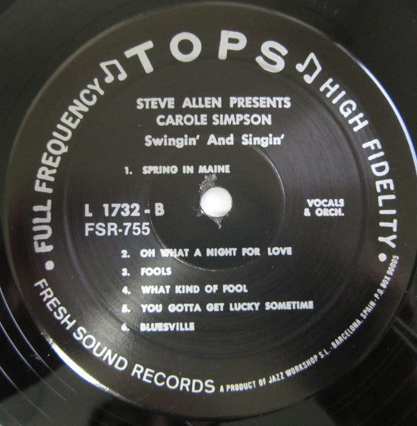Steve Allen (3) - Singin' And Swingin' (Vinyl, LP, Reissue, Mono) Very Good Plus (VG+) / Very Good (VG)