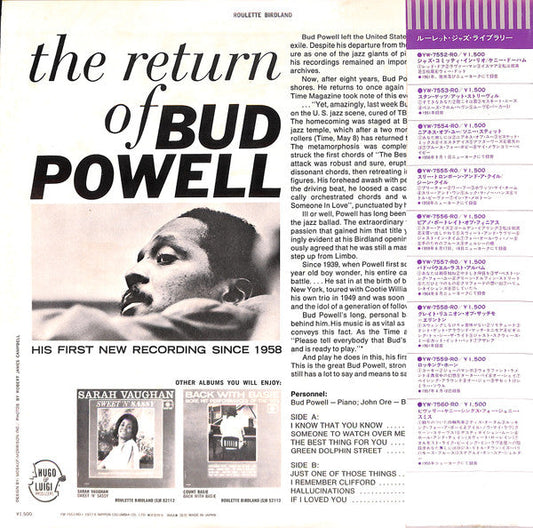 Bud Powell - The Return Of Bud Powell (Vinyl, LP, Album, Reissue, Stereo) Very Good Plus (VG+) / Very Good Plus (VG+)