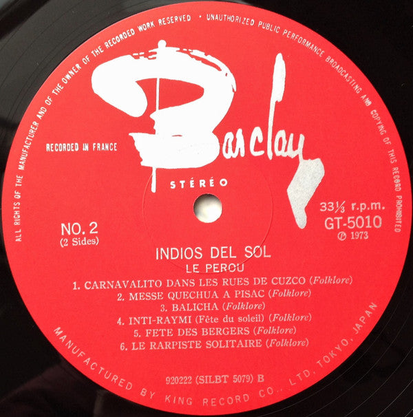 Various - Indios Del Sol = アンデスの祭りと踊り / ボリビアとペルーの伝説音楽 (Vinyl, LP, Reissue, Stereo) Very Good Plus (VG+) / Very Good Plus (VG+)