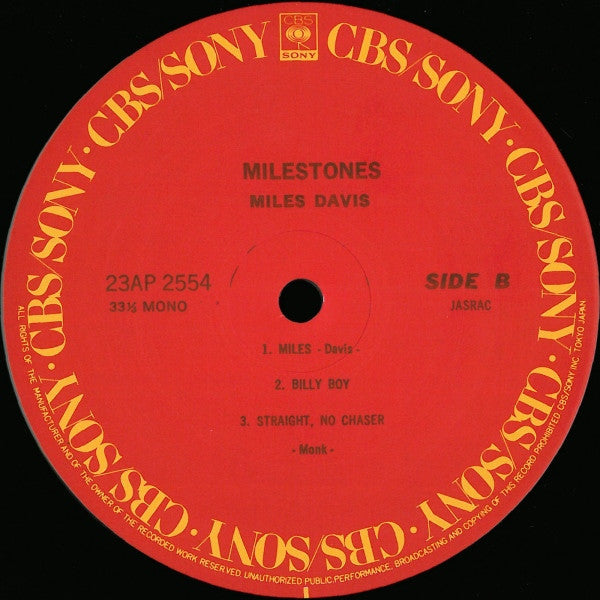 Miles Davis - Milestones (Vinyl, LP, Album, Mono, Reissue)