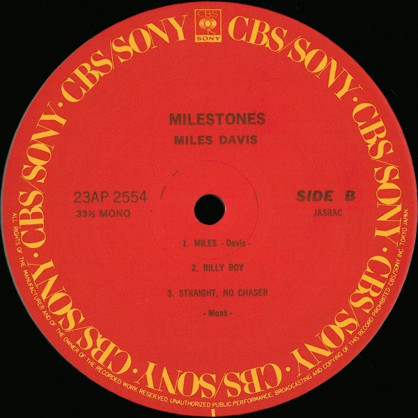 Miles Davis - Milestones (Vinyl, LP, Album, Mono, Reissue)