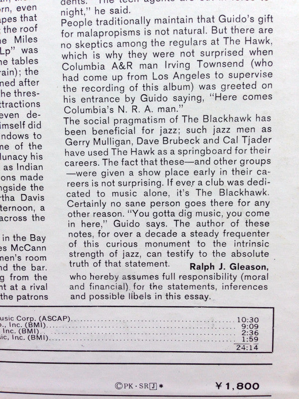 Miles Davis - In Person Friday Nights At The Blackhawk, San Francis...