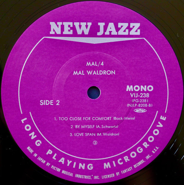 Mal Waldron - Mal/4 Trio (Vinyl, LP, Album, Reissue, Mono) Very Good Plus (VG+) / Very Good (VG)