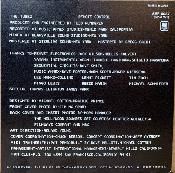 The Tubes - Remote Control (Vinyl, LP, Album, Stereo) Very Good Plus (VG+) / Very Good Plus (VG+)