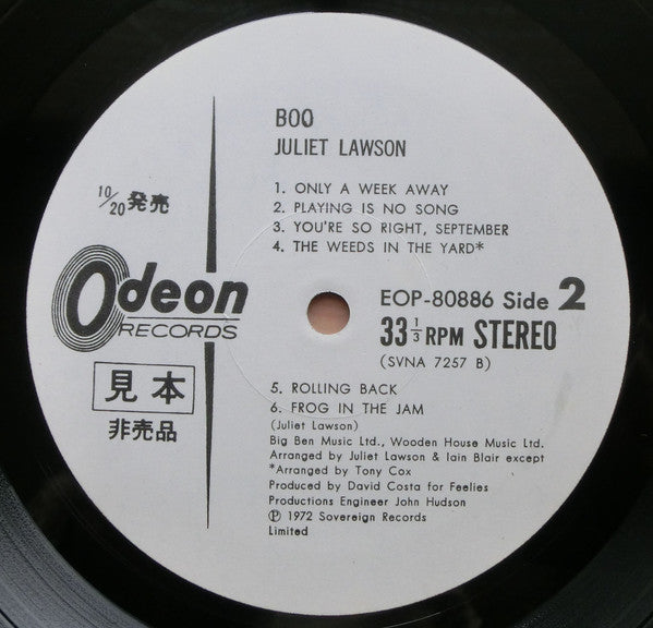 Juliet Lawson - Boo (Vinyl, LP, Album, Promo) Very Good Plus (VG+) / Good (G)