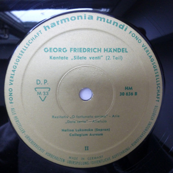 Georg Friedrich Händel - Silete Venti - Kantaten Für Sopran Und Orchester (Vinyl, LP, Mono) Very Good Plus (VG+) / Very Good (VG)