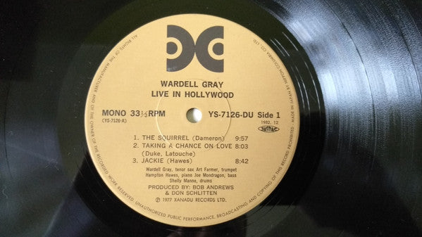 Wardell Gray - Live In Hollywood (Vinyl, LP, Album, Reissue, Remastered, Mono) Very Good Plus (VG+) / Very Good Plus (VG+)