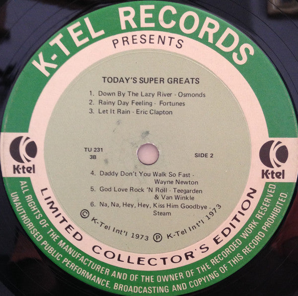 Various - Today's Super Greats - Part-3 (Vinyl, LP, Compilation, Limited Edition) Very Good (VG) / Very Good (VG)