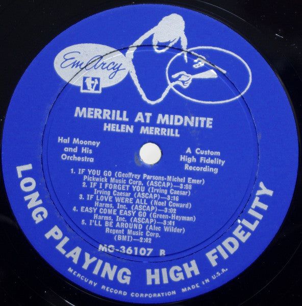 Helen Merrill - Merrill At Midnight (Vinyl, LP, Album, Mono) Very Good Plus (VG+) / Good Plus (G+)