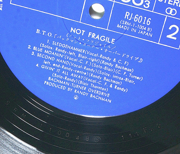 Bachman-Turner Overdrive - Not Fragile (Vinyl, LP, Album, Stereo)