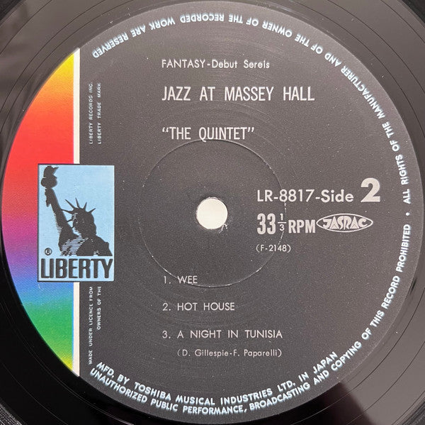The Quintet - Jazz At Massey Hall = ジャズ・アット・マッセイ・ホール (Vinyl, LP, Album, Reissue, Mono) Very Good Plus (VG+) / Very Good (VG)