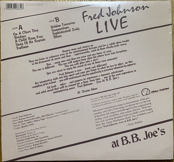 Fred Johnson - Live At BB Joe's (Vinyl, LP, Album, Reissue) Very Good Plus (VG+) / Very Good Plus (VG+)