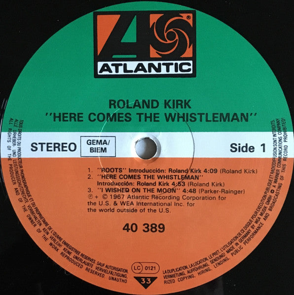 Roland Kirk - Here Comes The Whistleman (Vinyl, LP, Album, Stereo) Very Good Plus (VG+) / Very Good Plus (VG+)
