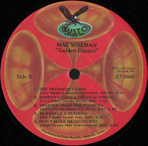 Mac Wiseman - Golden Classics (Vinyl, LP, Album) Very Good Plus (VG+) / Very Good Plus (VG+)