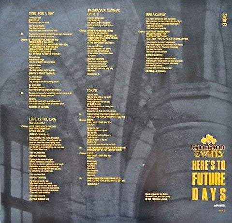 Thompson Twins - Here's To Future Days (Vinyl, LP, Album) Very Good (VG) / Very Good (VG)