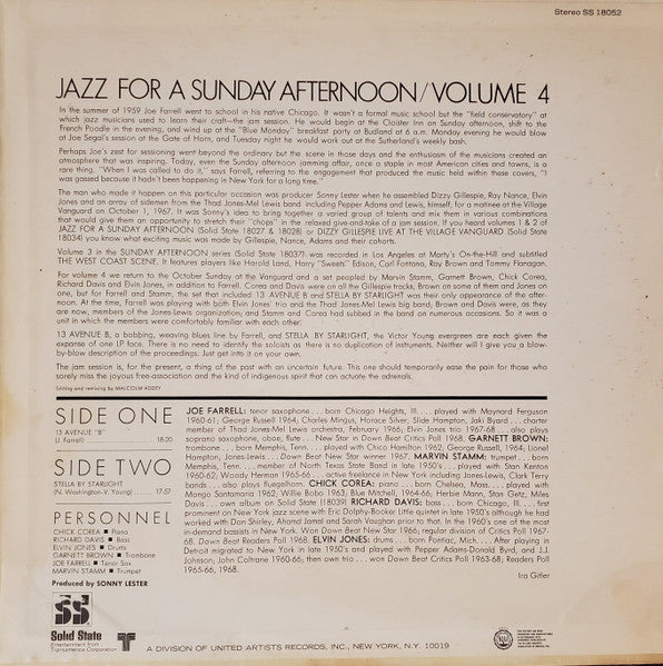Various - Jazz For A Sunday Afternoon Volume 4 (Vinyl, LP, Album) Very Good Plus (VG+) / Very Good (VG)