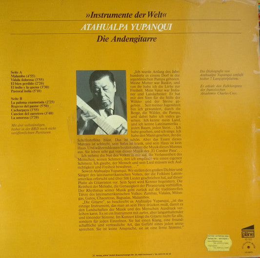 Atahualpa Yupanqui - Die Andengitarre (Vinyl, LP, Album) Very Good (VG) / Very Good Plus (VG+)