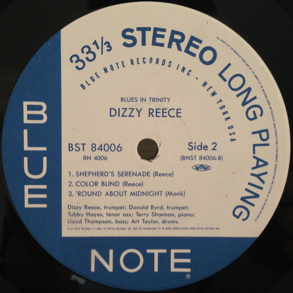 Dizzy Reece - Blues In Trinity (Vinyl, LP, Album, Limited Edition, Reissue, Stereo) Near Mint (NM or M-) / Near Mint (NM or M-)