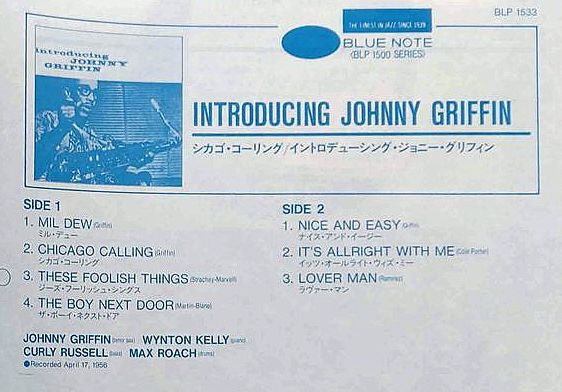 Johnny Griffin - Introducing Johnny Griffin (Vinyl, LP, Album, Reissue, Mono) Very Good (VG) / Very Good Plus (VG+)