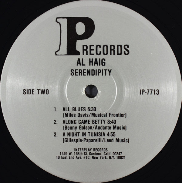 Al Haig - Serendipity (Vinyl, LP, Album) Very Good (VG) / Good Plus (G+)