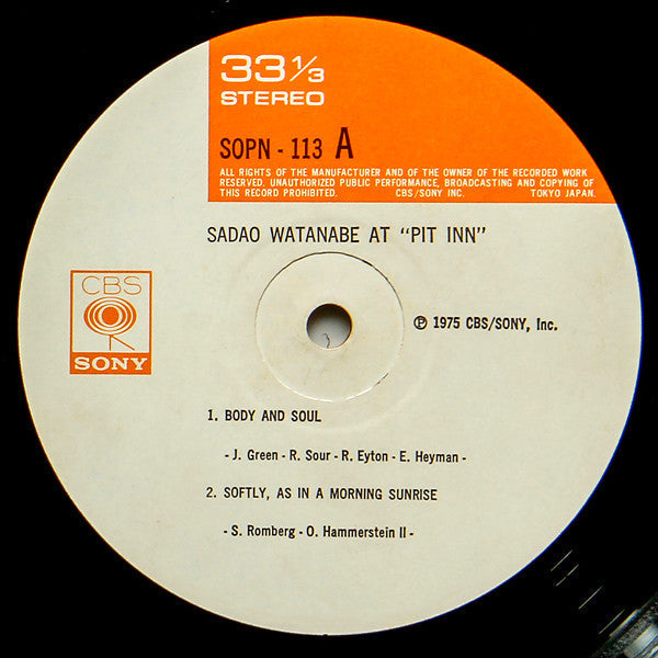 Sadao Watanabe - At Pit Inn (Vinyl, LP, Album, Stereo)