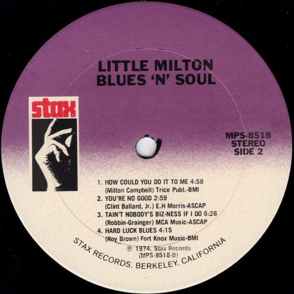 Little Milton - Blues'N Soul (Vinyl, LP, Album, Reissue, Remastered, Stereo) Very Good Plus (VG+) / Very Good Plus (VG+)