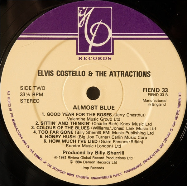 Elvis Costello & The Attractions - Almost Blue (Vinyl, LP, Album, R...