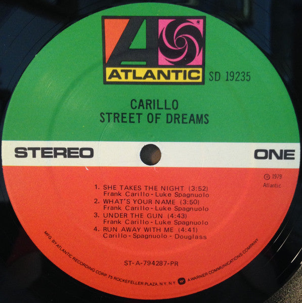 Carillo (2) - Street Of Dreams (Vinyl, LP, Album, Stereo) Very Good Plus (VG+) / Very Good Plus (VG+)