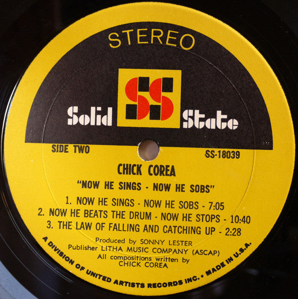 Chick Corea - Now He Sings, Now He Sobs (Vinyl, LP, Album, Stereo)