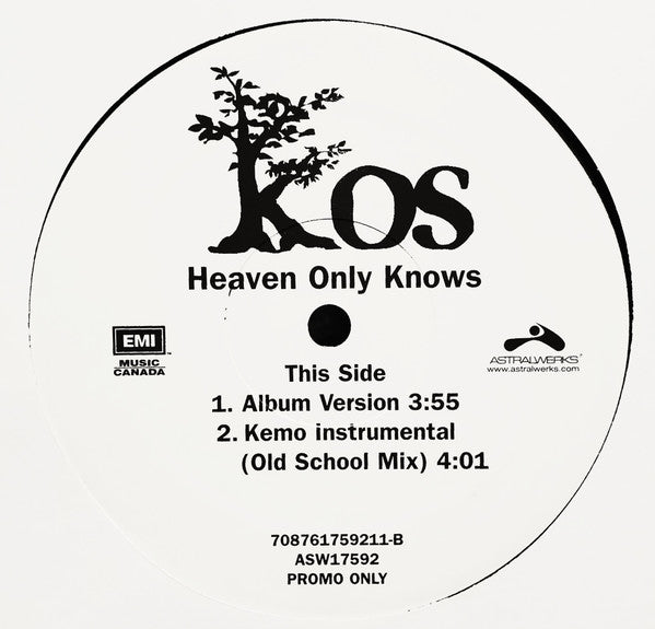 K-OS - Heaven Only Knows (Vinyl, 12", 33 ⅓ RPM, Promo) Very Good Plus (VG+) / Very Good Plus (VG+)