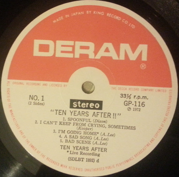 Ten Years After - "Ten Years After!!" (Vinyl, LP, Compilation) Very Good (VG) / Very Good (VG)