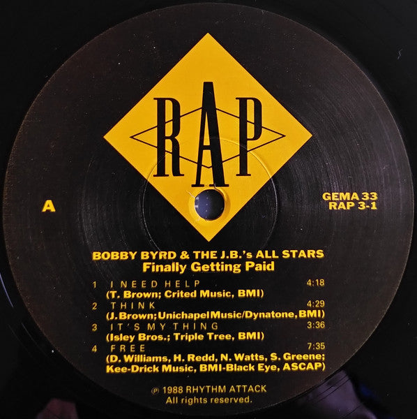 Bobby Byrd - Finally Getting Paid (Vinyl, LP, Album) Very Good Plus (VG+) / Very Good (VG)
