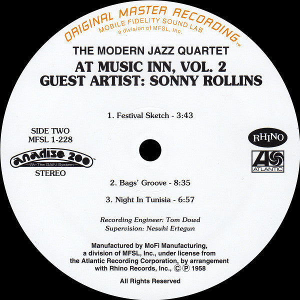 The Modern Jazz Quartet - The Modern Jazz Quartet At Music Inn (Volume 2) (Vinyl, LP, Album, Limited Edition, Numbered, Reissue, Remastered, Special Edition, Stereo) Very Good Plus (VG+) / Very Good Plus (VG+)