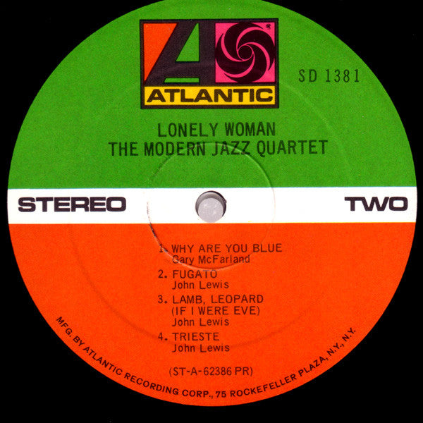 The Modern Jazz Quartet - Lonely Woman (Vinyl, LP, Reissue, Stereo) Very Good Plus (VG+) / Very Good Plus (VG+)