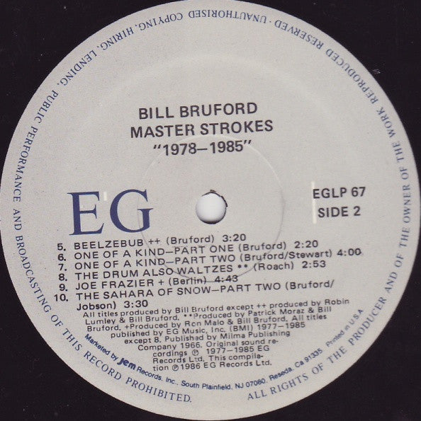 Bill Bruford - Master Strokes 1978-1985 (Vinyl, LP, Compilation) Very Good Plus (VG+) / Very Good (VG)
