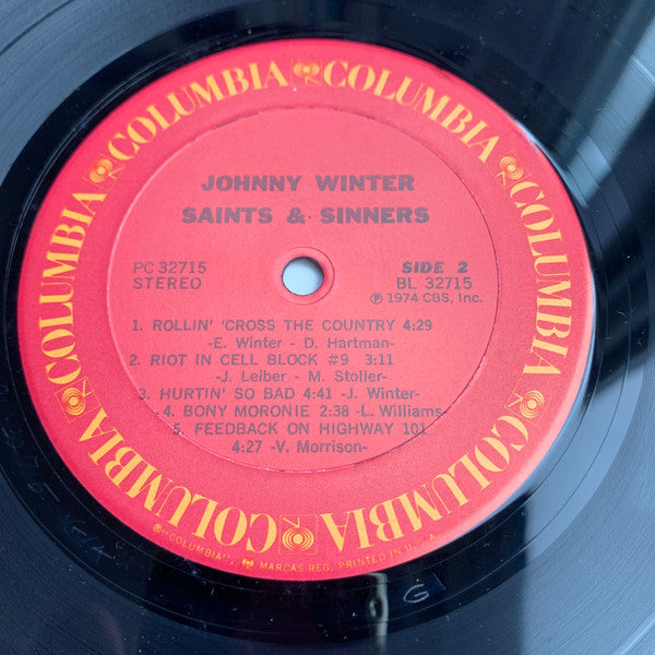 Johnny Winter - Saints & Sinners (Vinyl, LP, Album, Reissue, Stereo) Good Plus (G+) / Very Good Plus (VG+)
