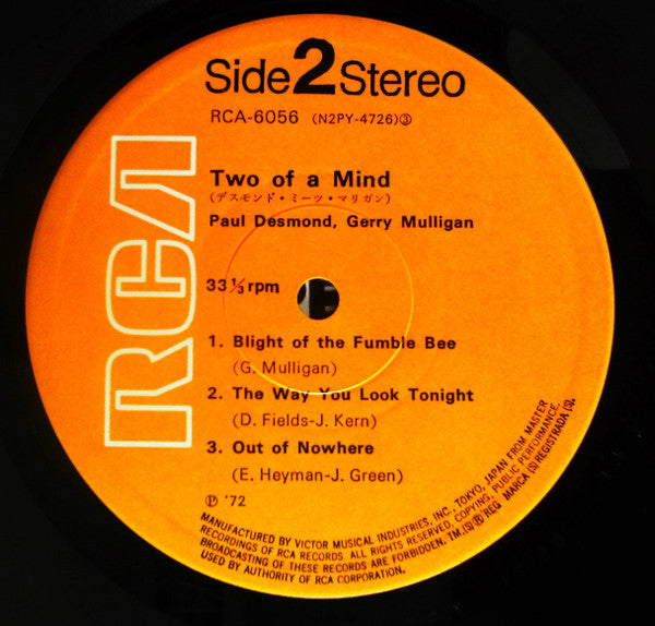 Paul Desmond - Two Of A Mind (Vinyl, LP, Album, Reissue, Stereo) Good Plus (G+) / Very Good (VG)