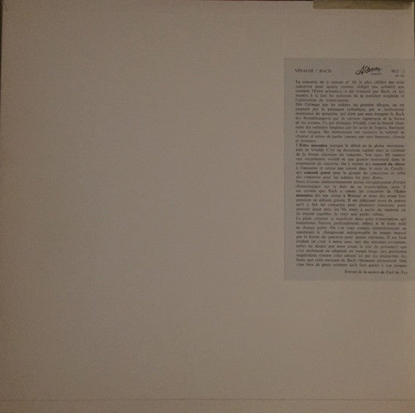 Antonio Vivaldi - Vivaldi - Bach - Concertos Pour Violons Et Clavecins (Vinyl, LP, Album) Very Good Plus (VG+) / Very Good Plus (VG+)