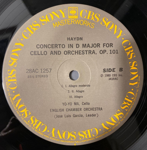 Yo-Yo Ma - Yo-Yo Ma, English Chamber Orchestra - Haydn* – Cello Concerti No. 1 (C Major / C-dur / Ut Majeur) / No. 2 (D Major / D-dur / Ré Majeur) (Vinyl, LP, Album, Stereo) Very Good Plus (VG+) / Very Good Plus (VG+)