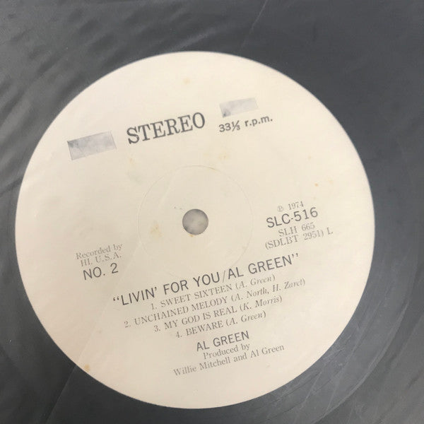 Al Green - Livin' For You (Vinyl, LP, Album, Promo) Very Good Plus (VG+) / Good Plus (G+)