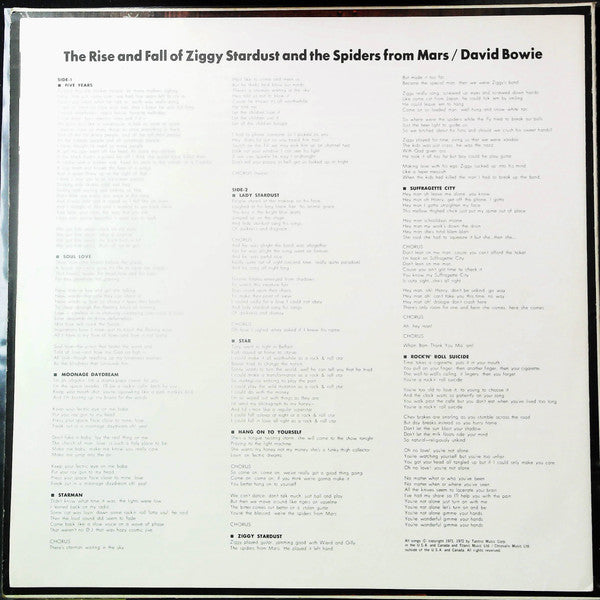 David Bowie - The Rise And Fall Of Ziggy Stardust And The Spiders From Mars (Vinyl, LP, Album) Very Good Plus (VG+) / Very Good Plus (VG+)