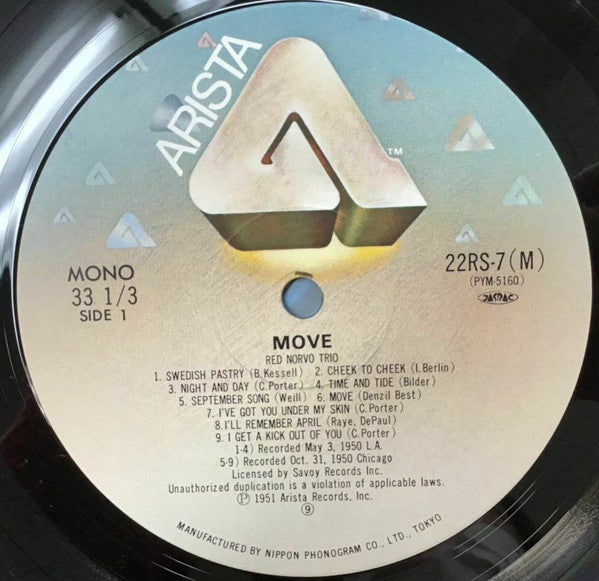 The Red Norvo Trio - Move! (Vinyl, LP, Album, Reissue, Mono) Very Good Plus (VG+) / Very Good (VG)
