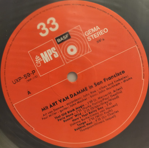 Art Van Damme - Mit Art Van Damme In San Francisco (Vinyl, LP, Album, Stereo) Very Good (VG) / Very Good Plus (VG+)
