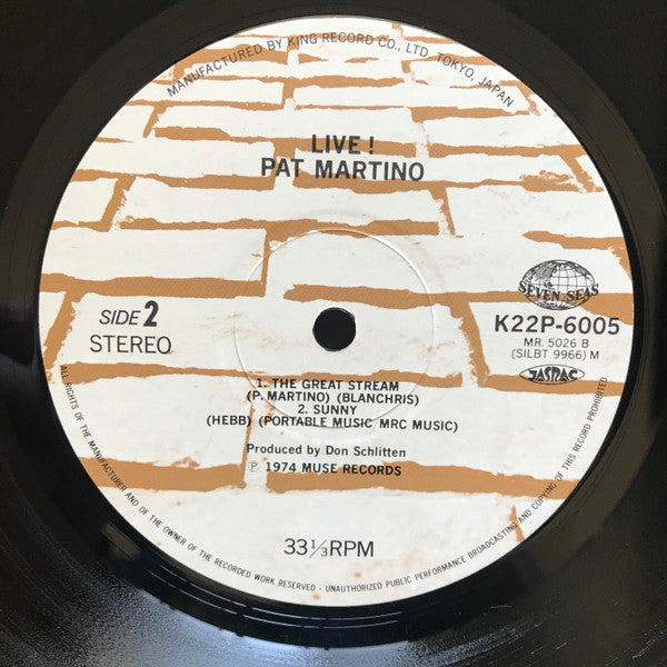 Pat Martino - Live! (Vinyl, LP, Album, Reissue, Stereo) Very Good Plus (VG+) / Very Good (VG)